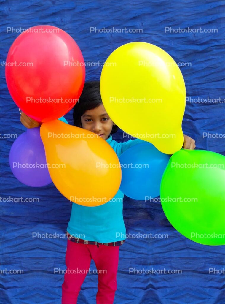 A Cute Girl With Ballons
