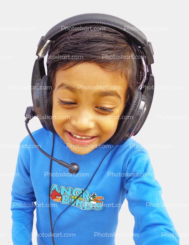 A Girl Smiling Wear Headphones