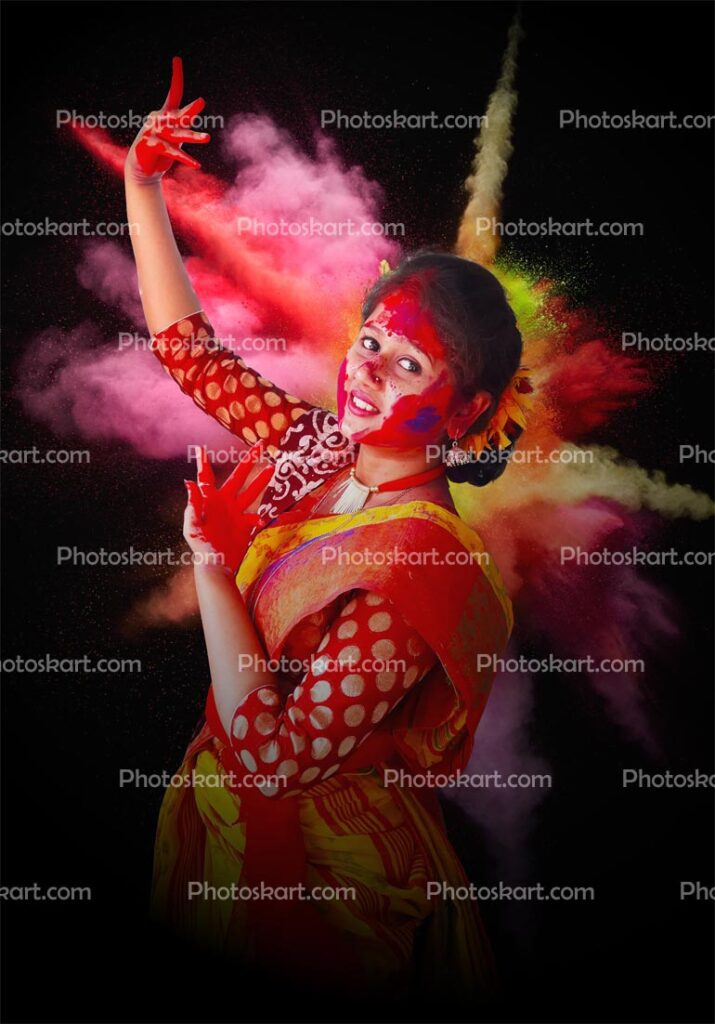 A Single Girl Celebrating Holi Festival