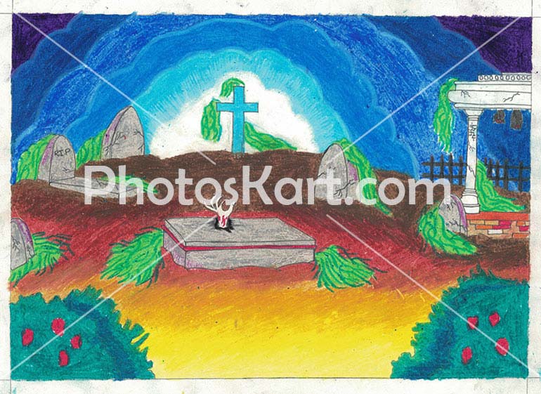 A Colorful Cemetery Drawing