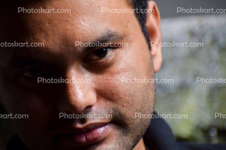 Black White Face Of Indian Young Boy