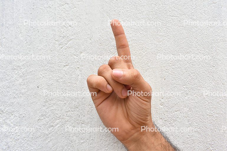 Man Finger One Sign Stock Images