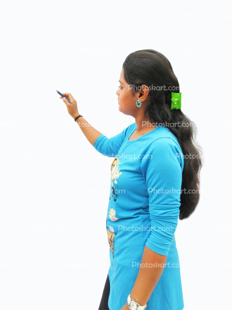 The Indian Girl Writing On Screen