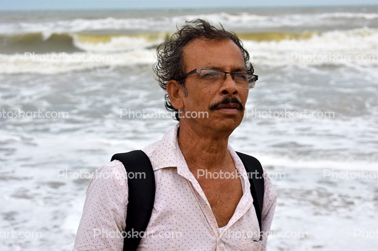 The Indian Man Portrait Image Front Of Sea