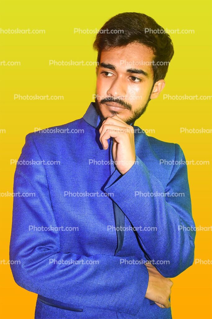Thinking Indian Young Boy With Blue Blazer