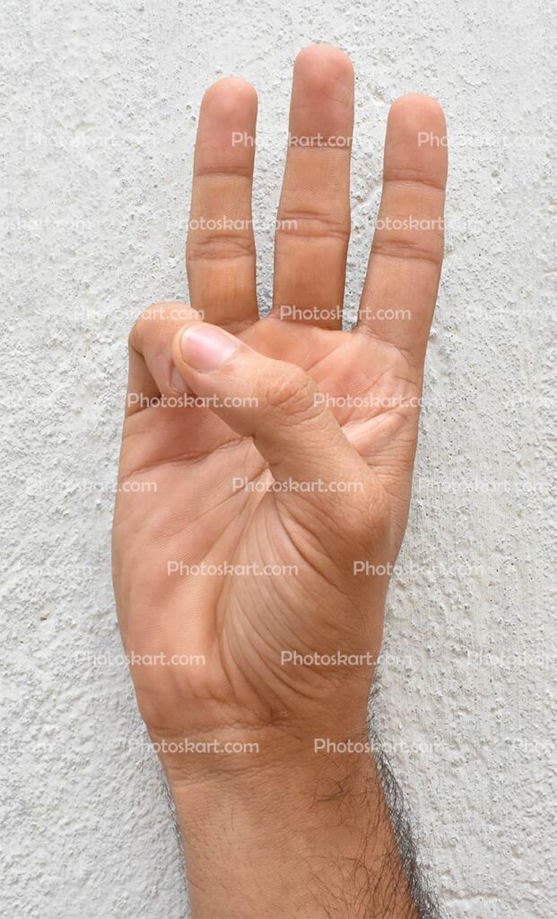 Three Sign Using Man Finger