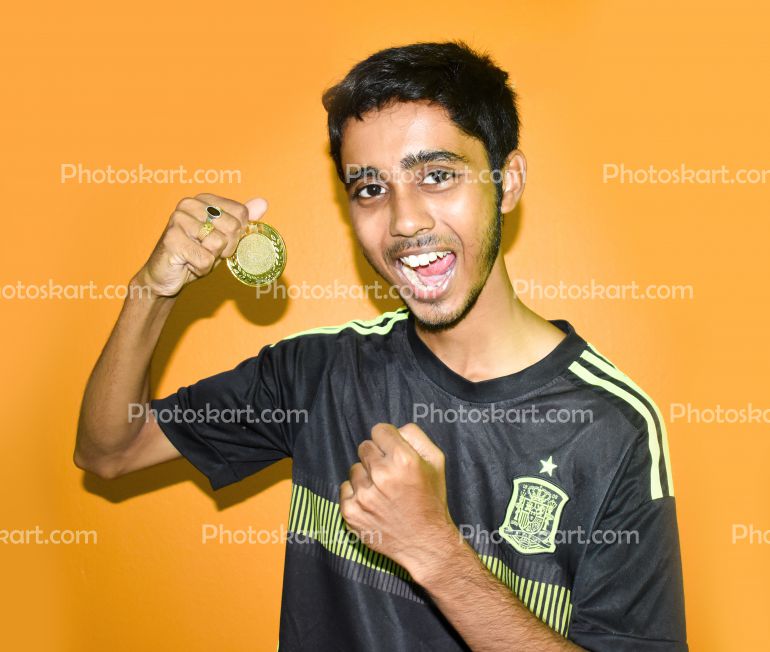 Indian Happy Player After Getting A Medal