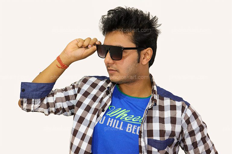 A Indian Stylish Young Boy Wearing His Sunglass