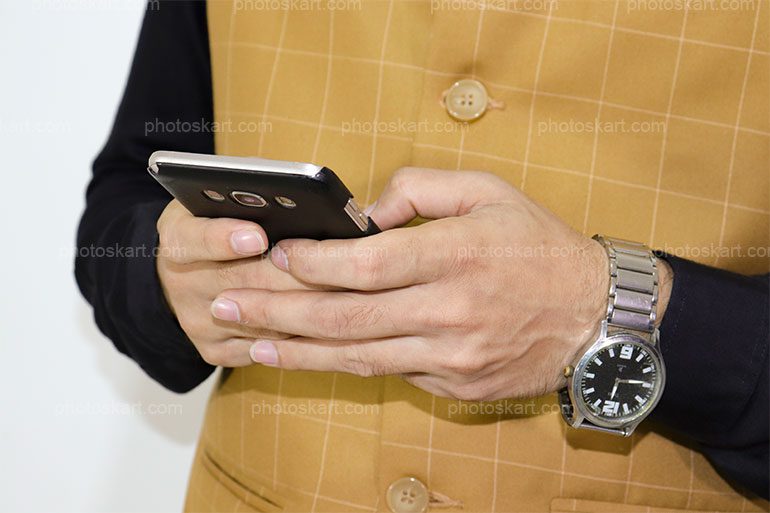 Young Man Hand On Smart Phone Searching