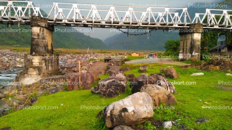 Touching Two Places For Travelers DG00097918, touching two places for travelers, bridge, village bridge, hill area, hill town, ruler india, bridge on hill river, places for travelers, touching two places, indian village, bridge stock photos, indian ruler bridge,
