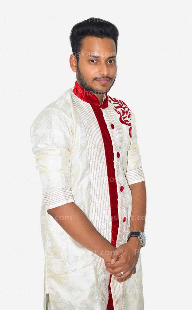 A Indian Smart Boy Wear White Sherwani