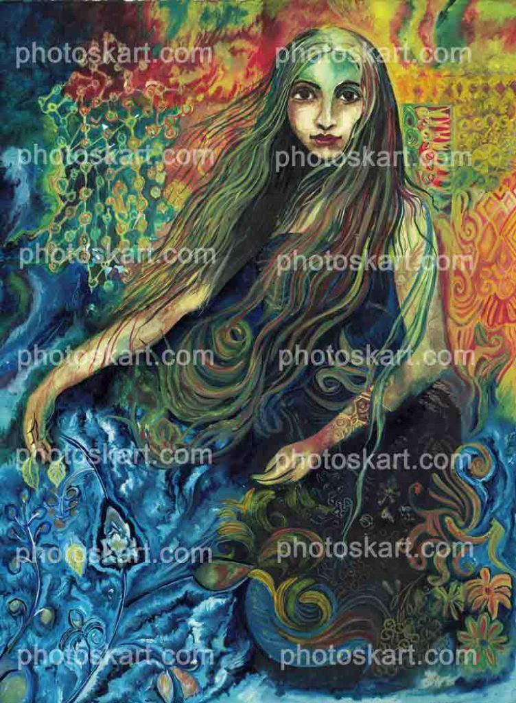 A Drawing Of Artistic Girl By Water Color