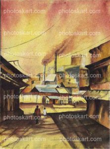 a drawing of industrial area