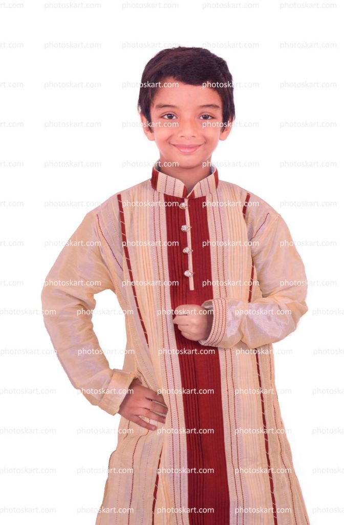 A Little Boy Wearing White Sherwani