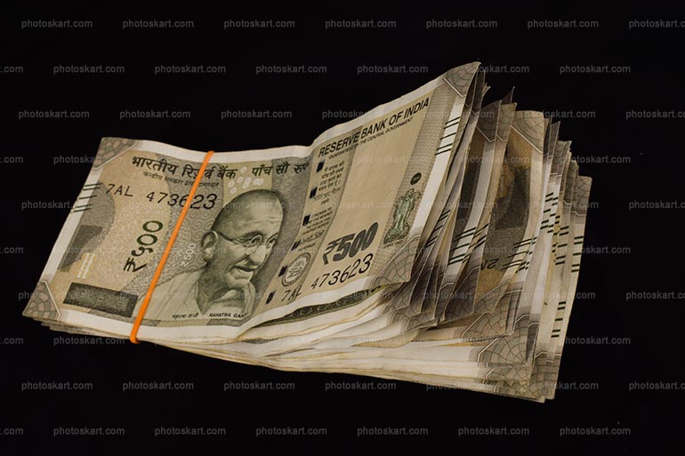 500 Hundred Indian Rupees Bunch Indian Stock Image
