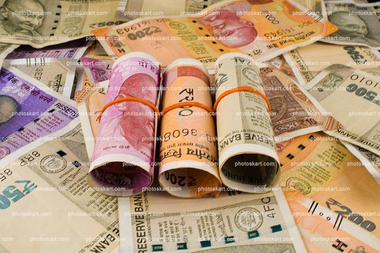 New Indian 2000 Rupees Banknotes 500 Rupee Banknotes In Background