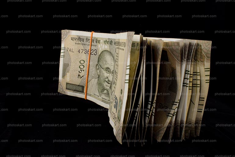 A Bunch Of Five Hundred Rupees Notes