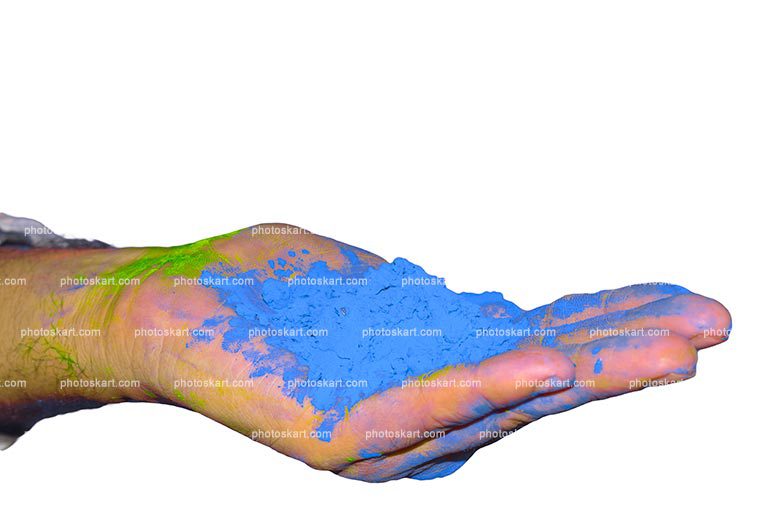 Holi Festival India Hands Stock Photos With Holding Blue Color Gulal