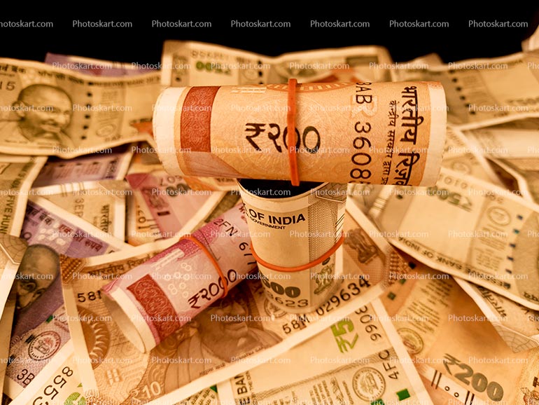 Indian Paper Currency Are Roll Up