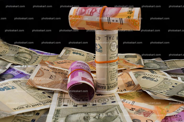Photoskart 500 2000 Indian Currency Background Indian Stock Photo