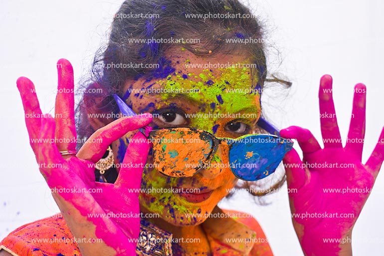 Festival Of Colours Holi Cute Girl Images Stock Images