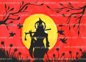 lord krishna watercolour painting