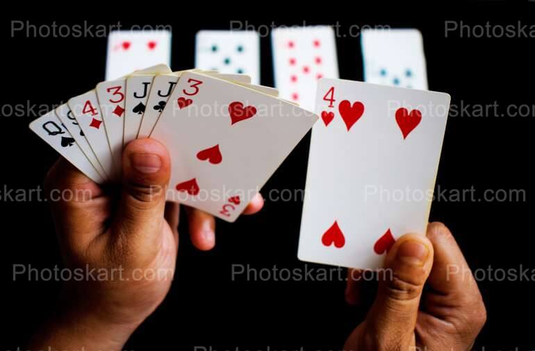 Sorting Card During Card Game Stock Image