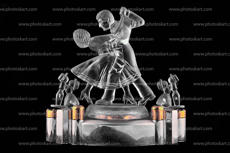 Dancing Couple Glass Doll Stock Photo With Black Background