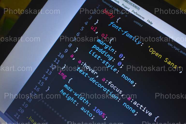 Focus On Css Code Screen Stock Images