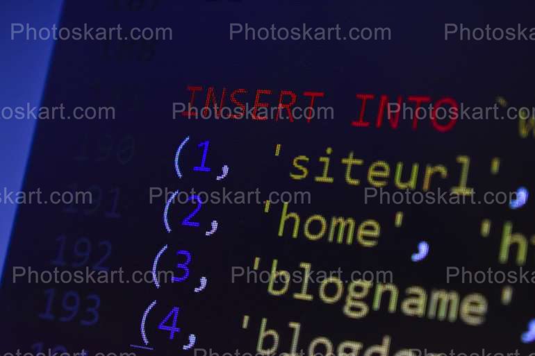 Focus On Database Code Screen Stock Images