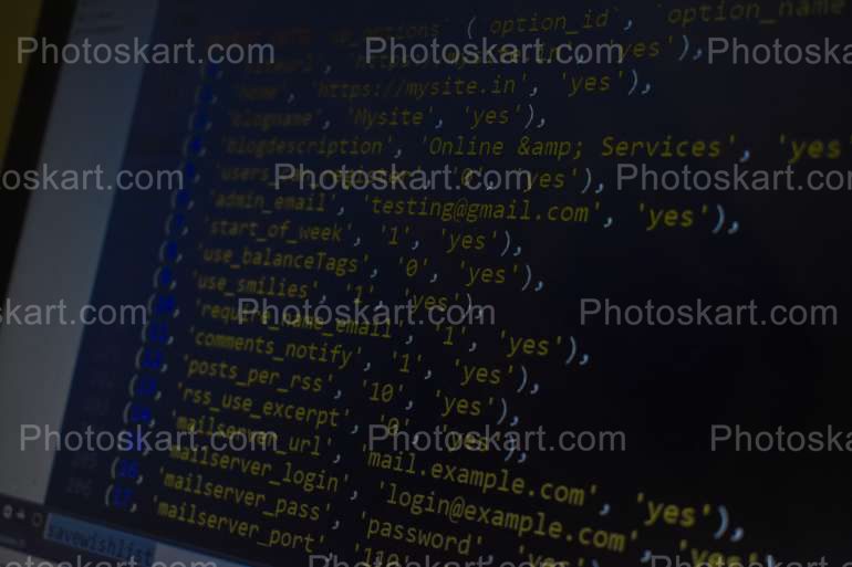 Sql Database Code Screen Stock Images