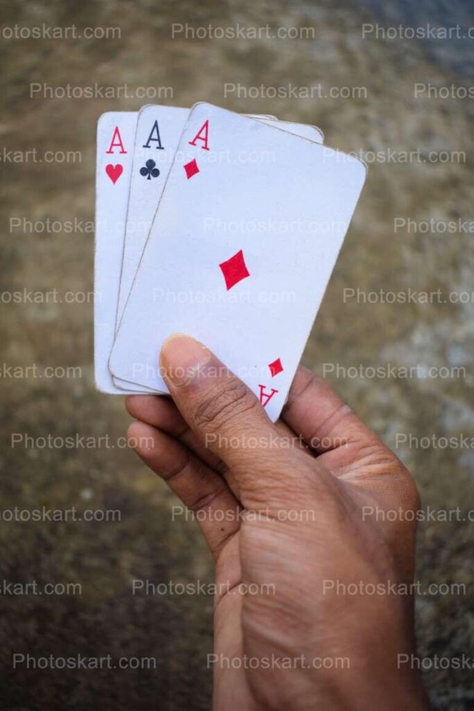 Three Aces Holding By Right Hand