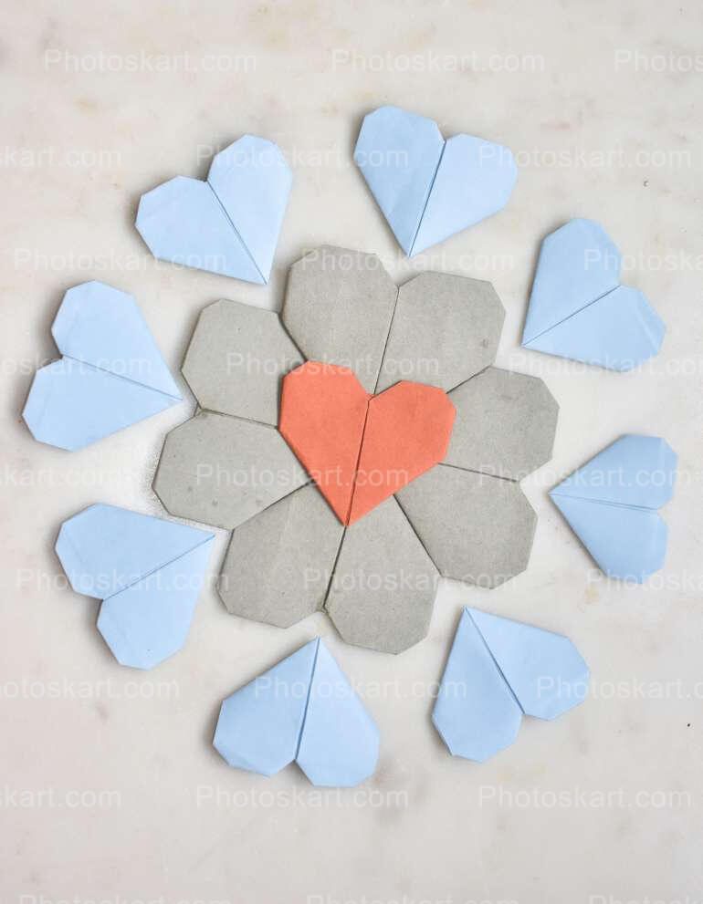 Love Heart Paper Flower Free Image
