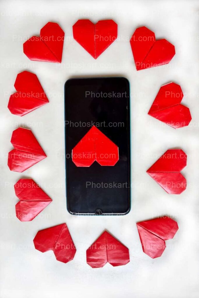 Phone In A Little Heart Frame Free Stock Image