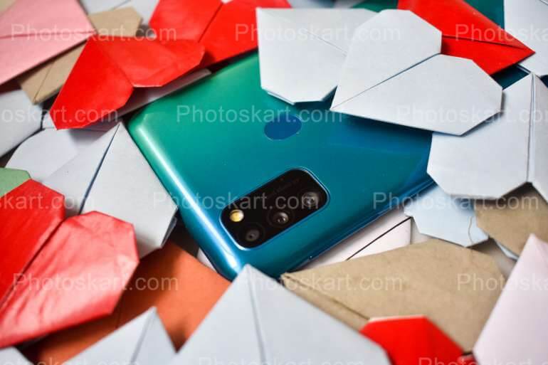 Phone With Little Paper Heart Fee Image