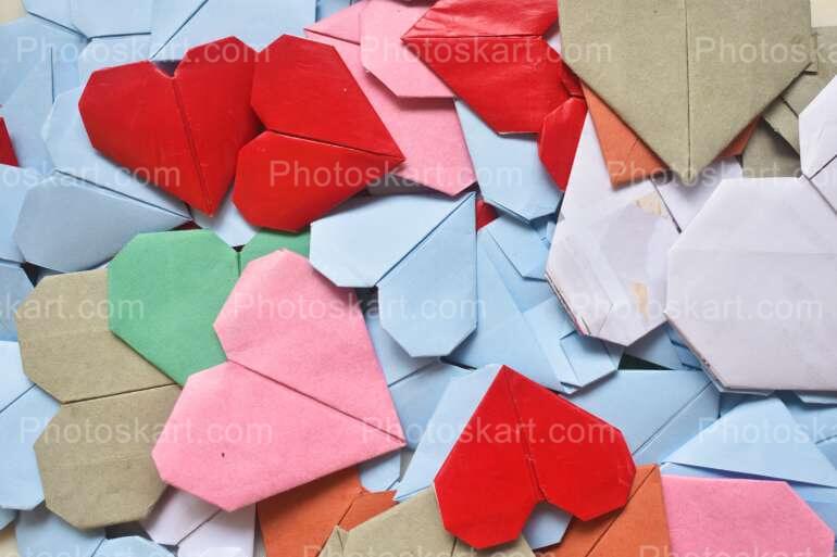Types Of Paper Heart In One Frame Stock Image