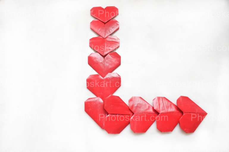Forming L Shape Using Little Red Hearts Free Stock Image