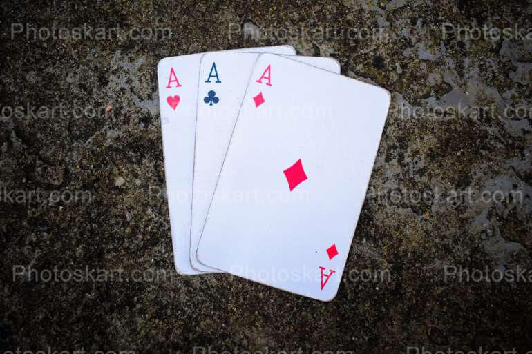 Three Aces Of Playing Cards Stock Photo