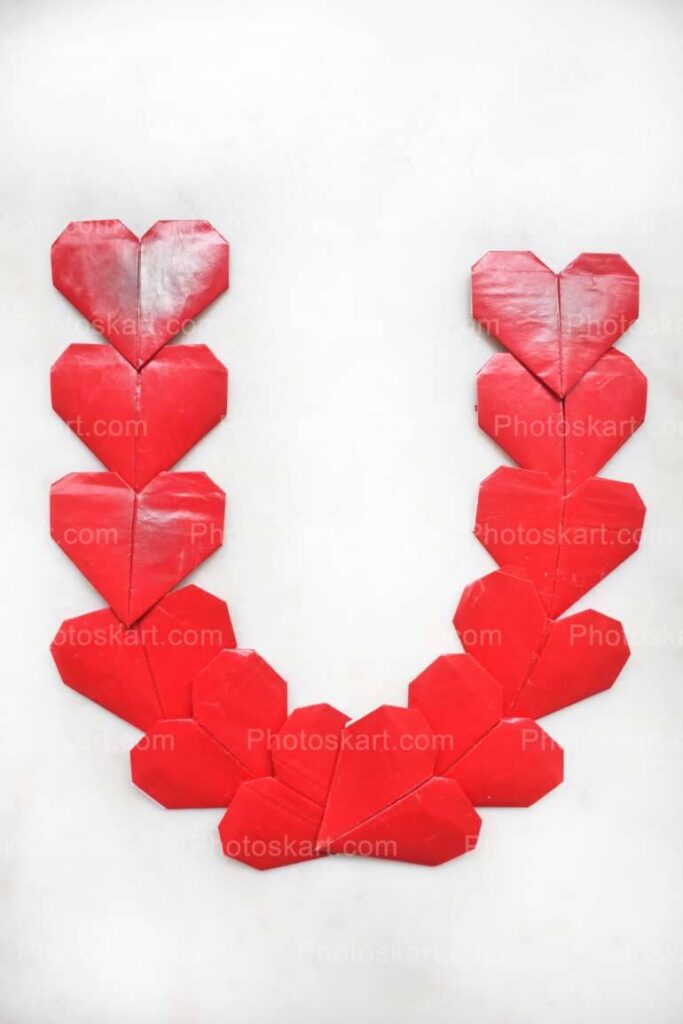 U Forming Using Little Red Hearts Free Stock Image