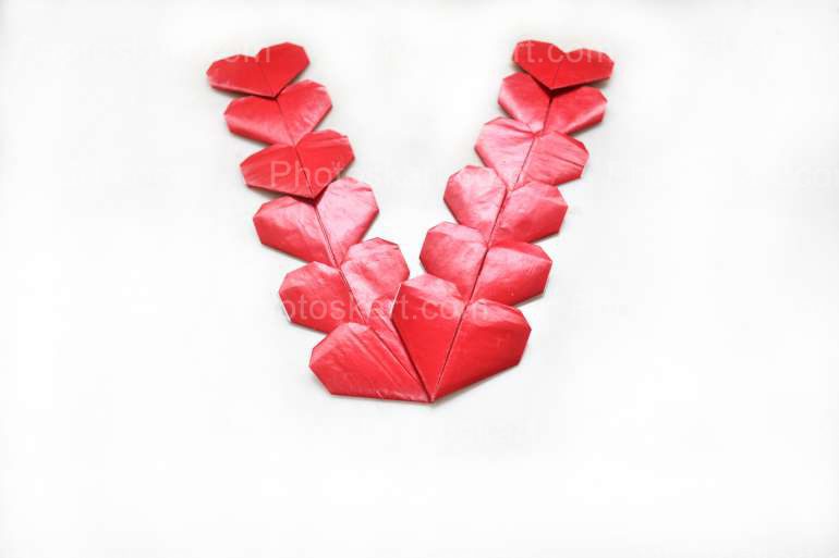 V Shape Forming Using Red Little Heart Free Stock Image