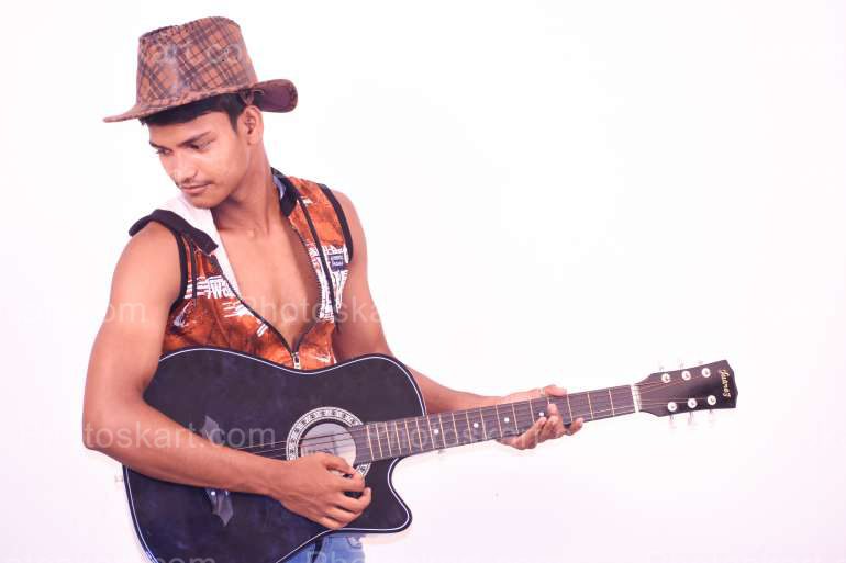 Crazy Indian Boy Playing Guiter Stock Image
