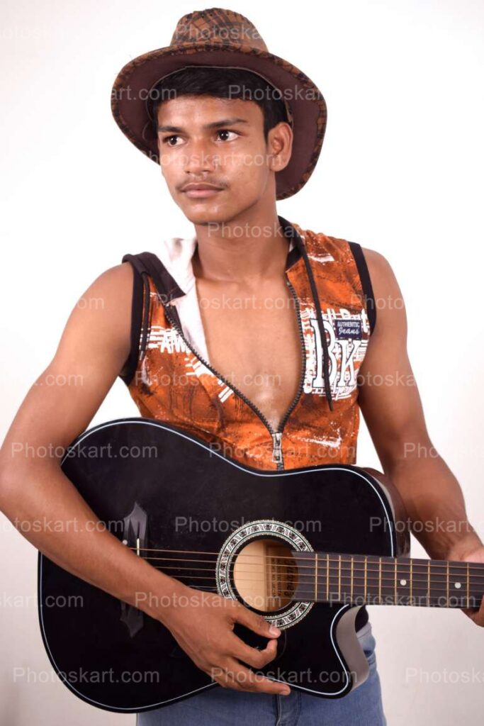 Indian Boy Playing Guiter Stock Photo New