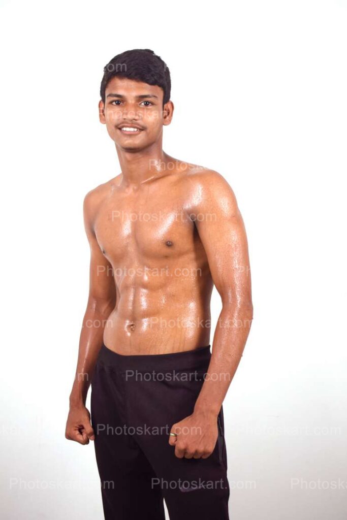A Young Indian Boy Showing His Body Stock Photo
