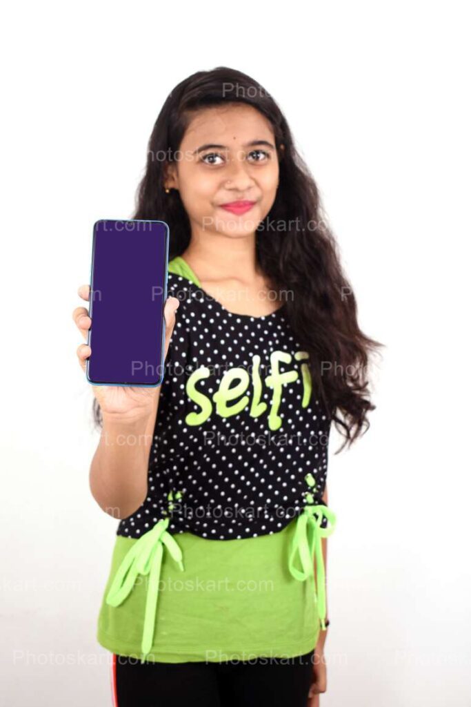 A Young Lady Showing Something In Her Phone Screen