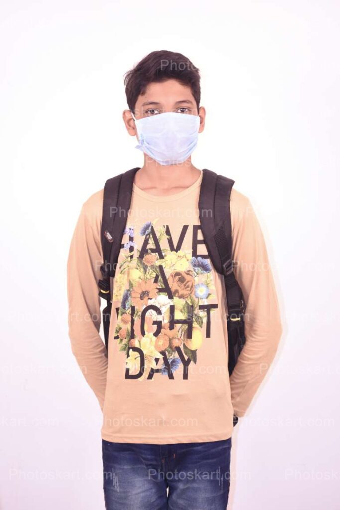 An Indian Boy Using Mask For Prevanting Covd 19