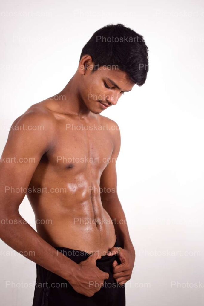 An Indian Boy With Six Pack Abs Stock Photo