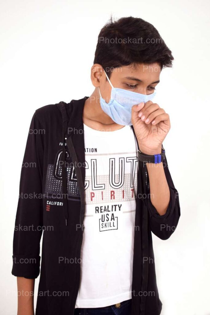 An Indian Boy Wearing Surgical Mask Stock Image