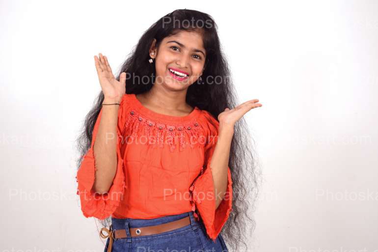 An Indian Girl Doing Surprise Gesture