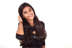 an-indian-girl-with-black-dress-in-white-background