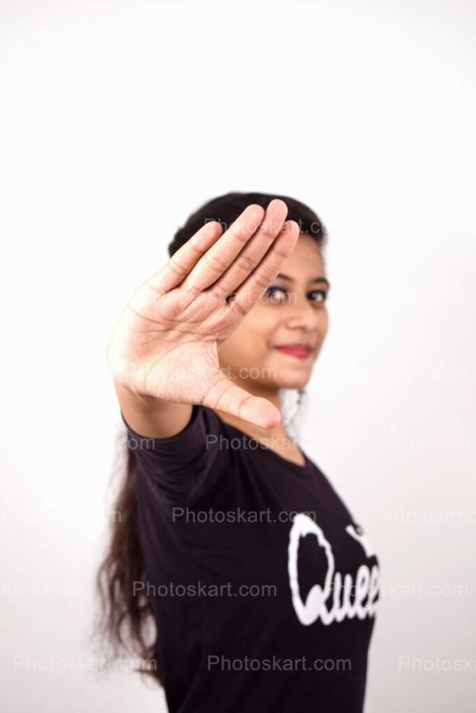 An Young Indian Lady Showing Hand Gesture